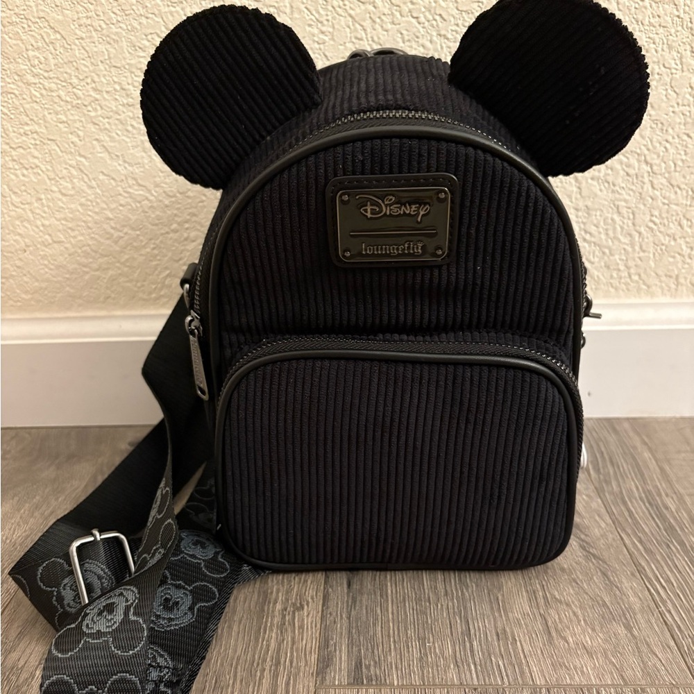 Loungefly Mickey Mouse Classic Corduroy Convertible Mini Backpack/Crossbody Bag